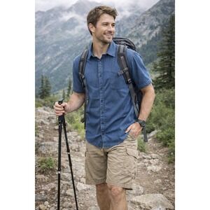 Columbia Blue Short Sleeve Button down (medium)